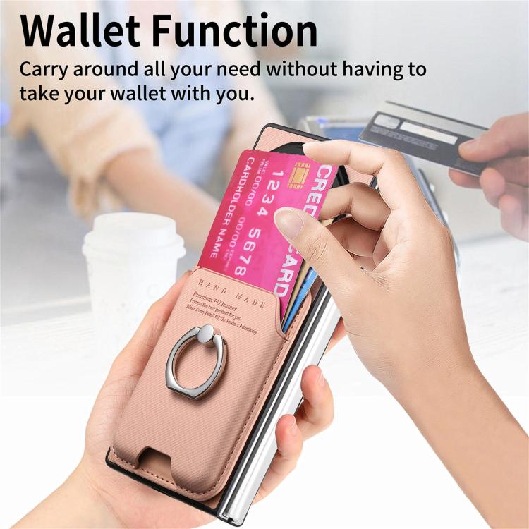 For Honor Magic V3 Twill Fabric Card Bag Ring Magnetic Back Phone Case