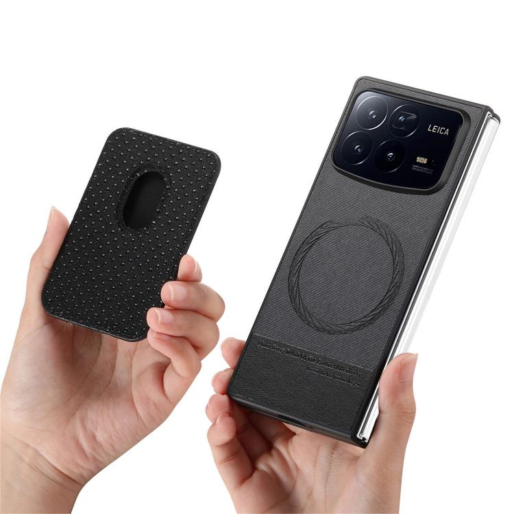 For Xiaomi Mix Fold 4 Twill Fabric Card Bag Ring Magnetic Back Phone Case