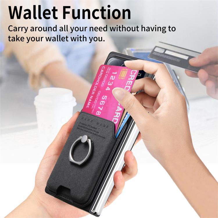 For Xiaomi Mix Fold 4 Twill Fabric Card Bag Ring Magnetic Back Phone Case