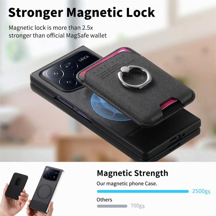 For Xiaomi Mix Fold 4 Twill Fabric Card Bag Ring Magnetic Back Phone Case