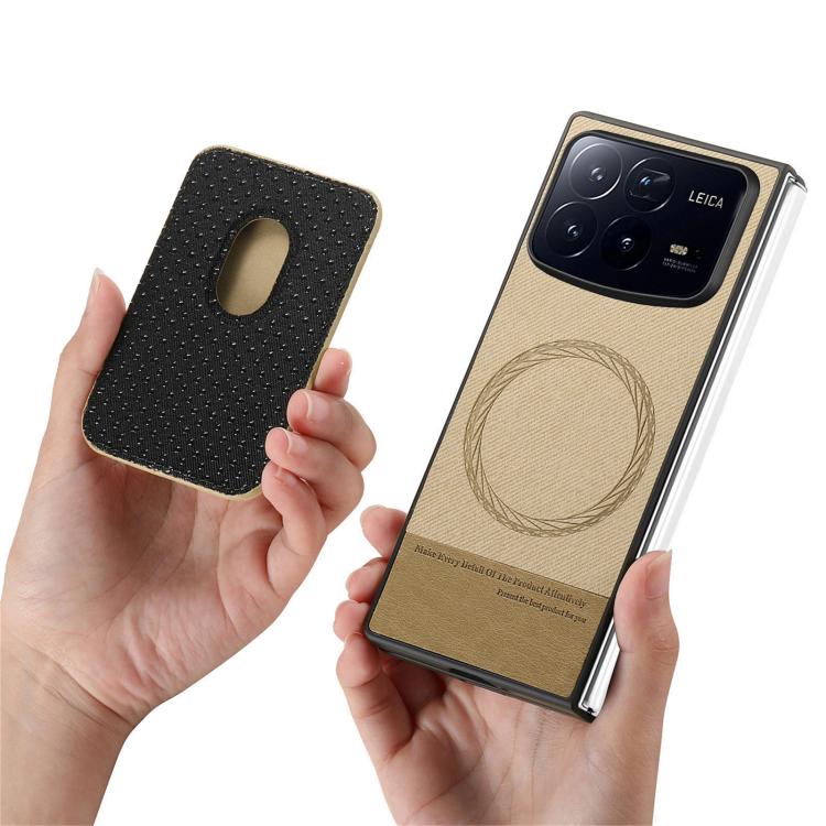 For Xiaomi Mix Fold 4 Twill Fabric Card Bag Ring Magnetic Back Phone Case