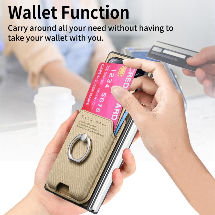 For Xiaomi Mix Fold 4 Twill Fabric Card Bag Ring Magnetic Back Phone Case