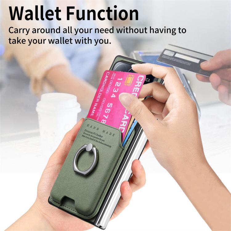 For Xiaomi Mix Fold 4 Twill Fabric Card Bag Ring Magnetic Back Phone Case