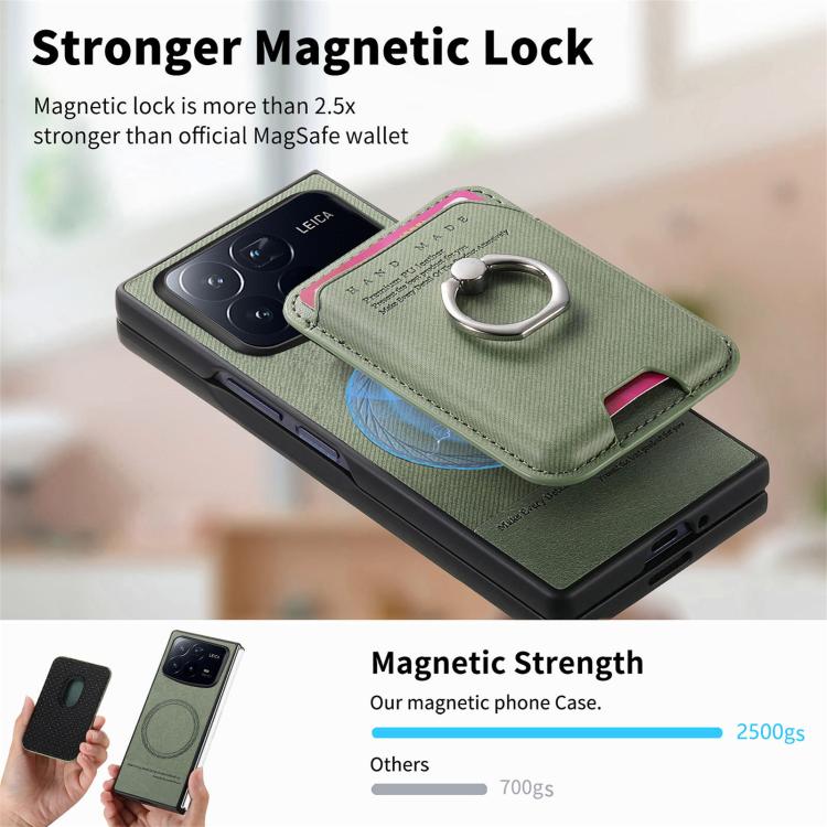 For Xiaomi Mix Fold 4 Twill Fabric Card Bag Ring Magnetic Back Phone Case
