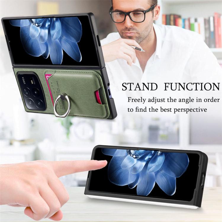 For Xiaomi Mix Fold 4 Twill Fabric Card Bag Ring Magnetic Back Phone Case