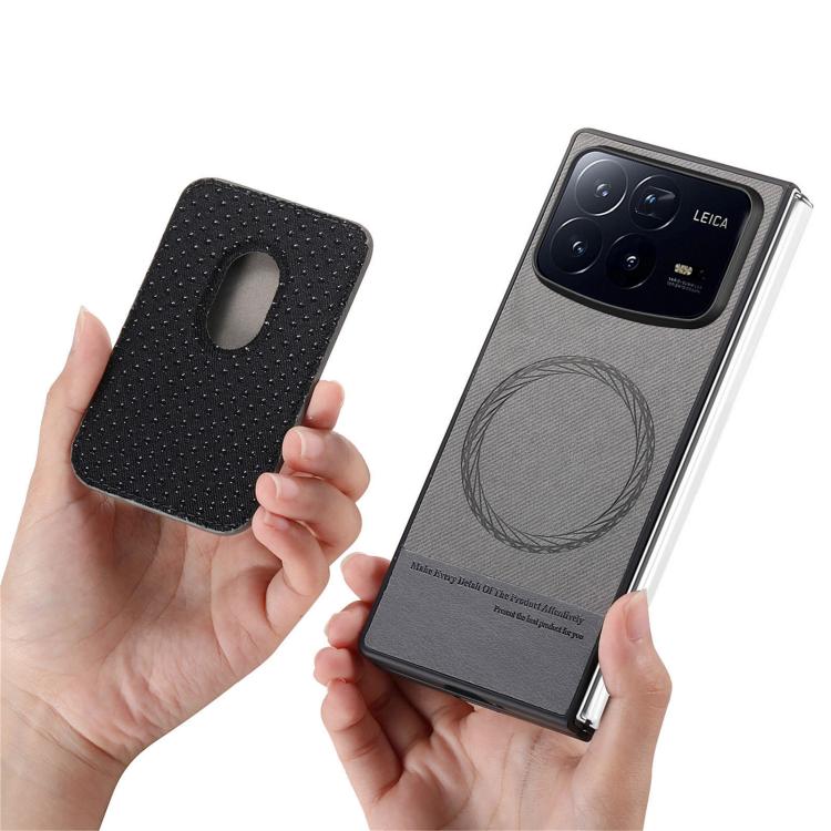 For Xiaomi Mix Fold 4 Twill Fabric Card Bag Ring Magnetic Back Phone Case