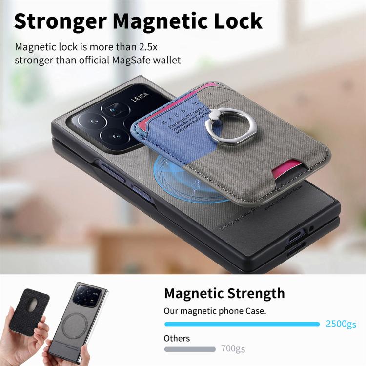 For Xiaomi Mix Fold 4 Twill Fabric Card Bag Ring Magnetic Back Phone Case