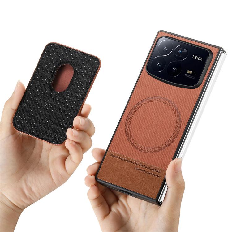 For Xiaomi Mix Fold 4 Twill Fabric Card Bag Ring Magnetic Back Phone Case