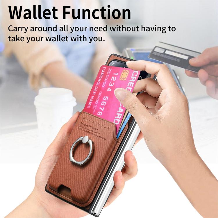 For Xiaomi Mix Fold 4 Twill Fabric Card Bag Ring Magnetic Back Phone Case