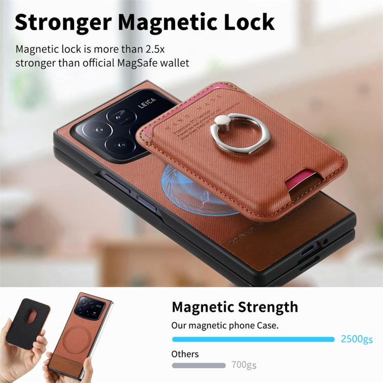 For Xiaomi Mix Fold 4 Twill Fabric Card Bag Ring Magnetic Back Phone Case
