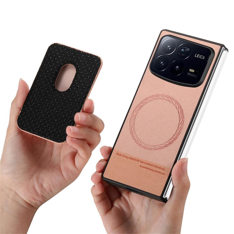 For Xiaomi Mix Fold 4 Twill Fabric Card Bag Ring Magnetic Back Phone Case