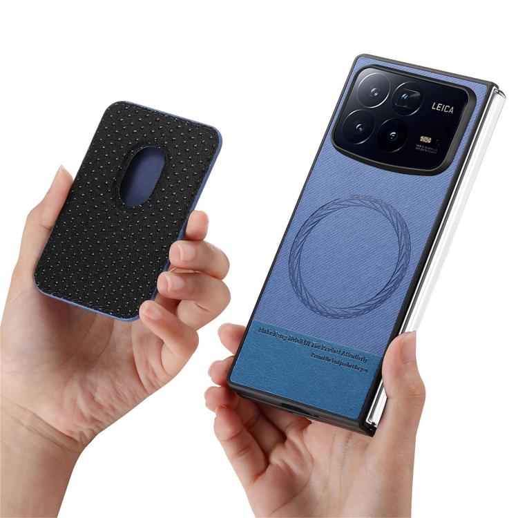 For Xiaomi Mix Fold 4 Twill Fabric Card Bag Ring Magnetic Back Phone Case