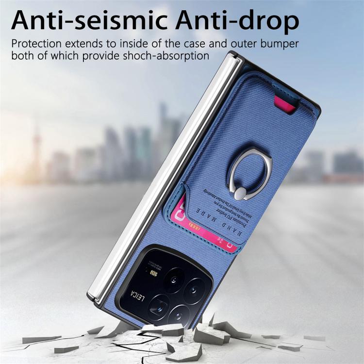 For Xiaomi Mix Fold 4 Twill Fabric Card Bag Ring Magnetic Back Phone Case