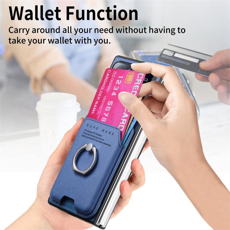 For Xiaomi Mix Fold 4 Twill Fabric Card Bag Ring Magnetic Back Phone Case