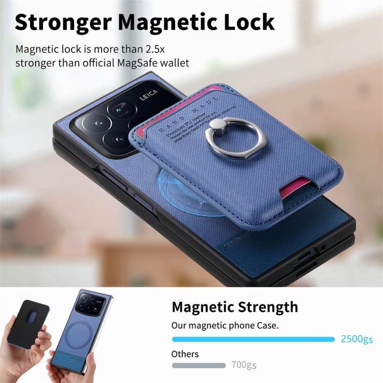For Xiaomi Mix Fold 4 Twill Fabric Card Bag Ring Magnetic Back Phone Case