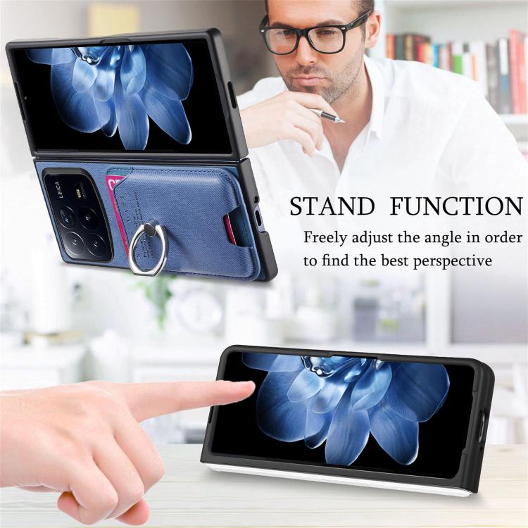 For Xiaomi Mix Fold 4 Twill Fabric Card Bag Ring Magnetic Back Phone Case