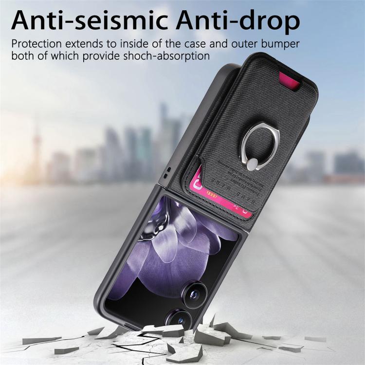 For Xiaomi Mix Flip Twill Fabric Card Bag Ring Magnetic Back Phone Case