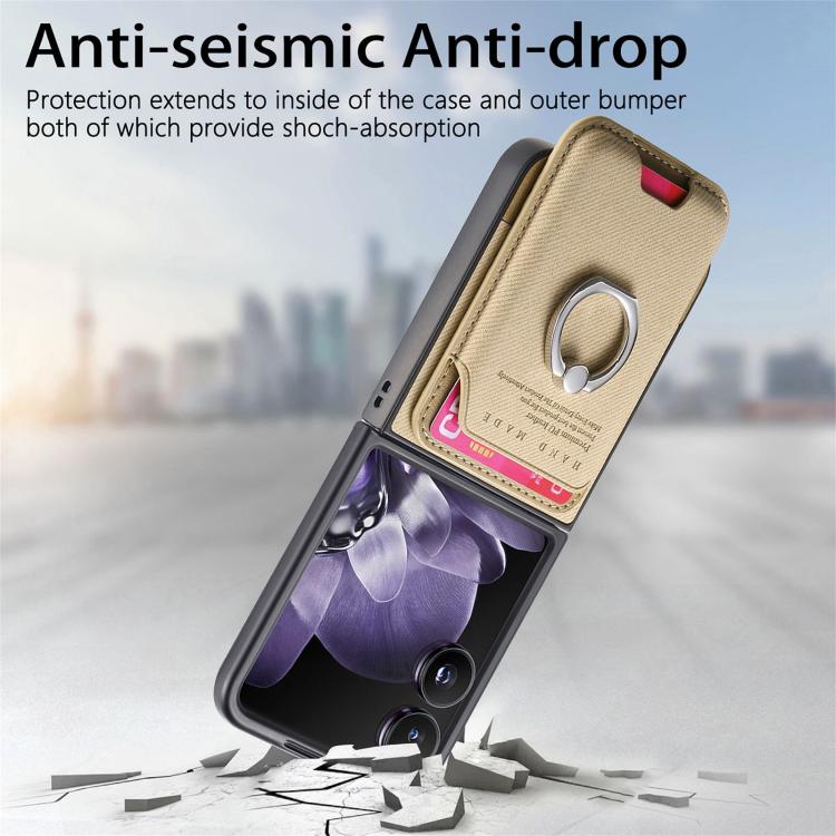 For Xiaomi Mix Flip Twill Fabric Card Bag Ring Magnetic Back Phone Case