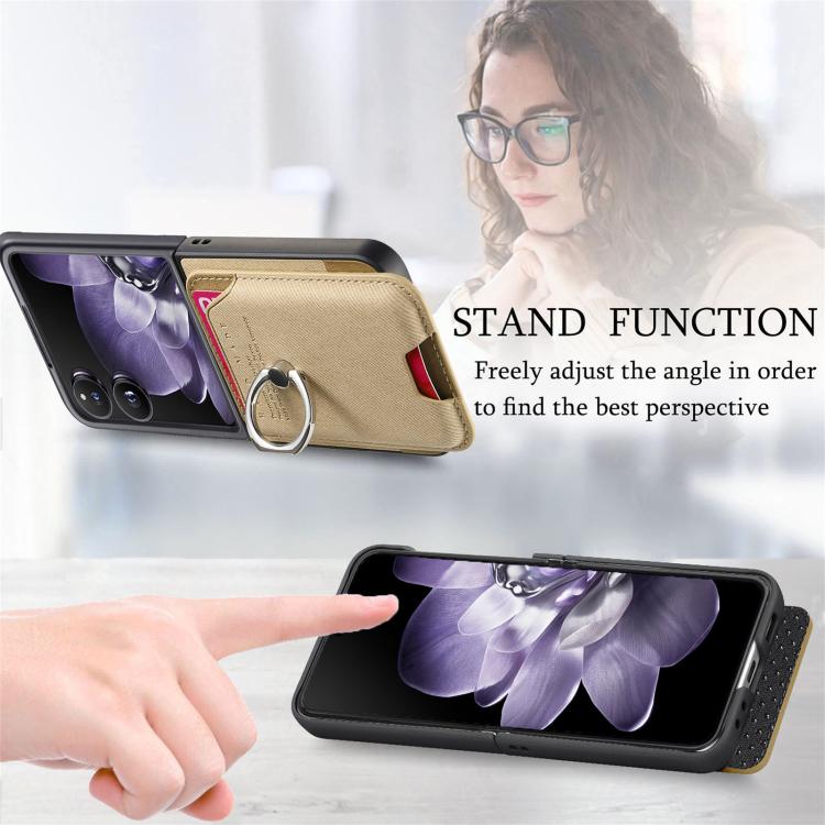 For Xiaomi Mix Flip Twill Fabric Card Bag Ring Magnetic Back Phone Case