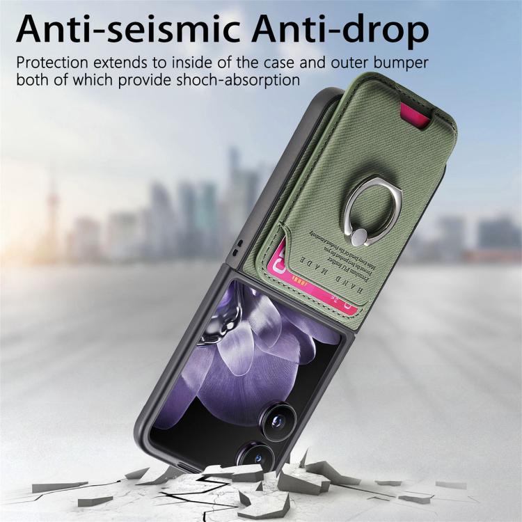 For Xiaomi Mix Flip Twill Fabric Card Bag Ring Magnetic Back Phone Case