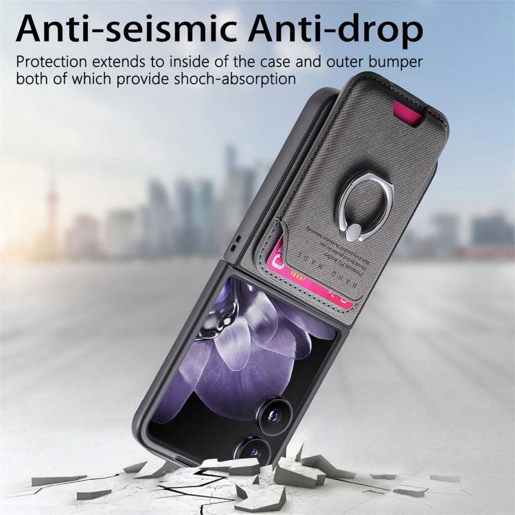 For Xiaomi Mix Flip Twill Fabric Card Bag Ring Magnetic Back Phone Case