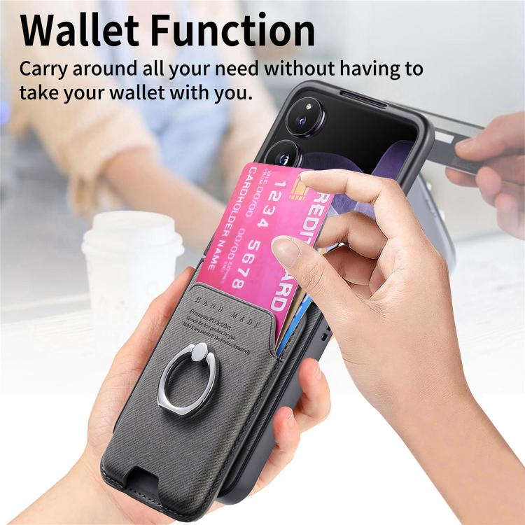 For Xiaomi Mix Flip Twill Fabric Card Bag Ring Magnetic Back Phone Case