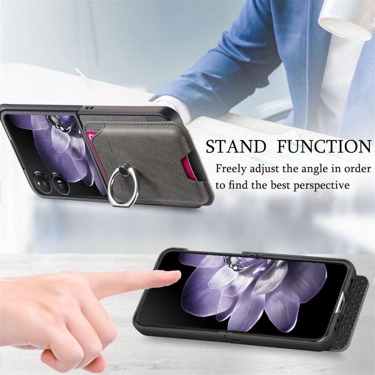 For Xiaomi Mix Flip Twill Fabric Card Bag Ring Magnetic Back Phone Case