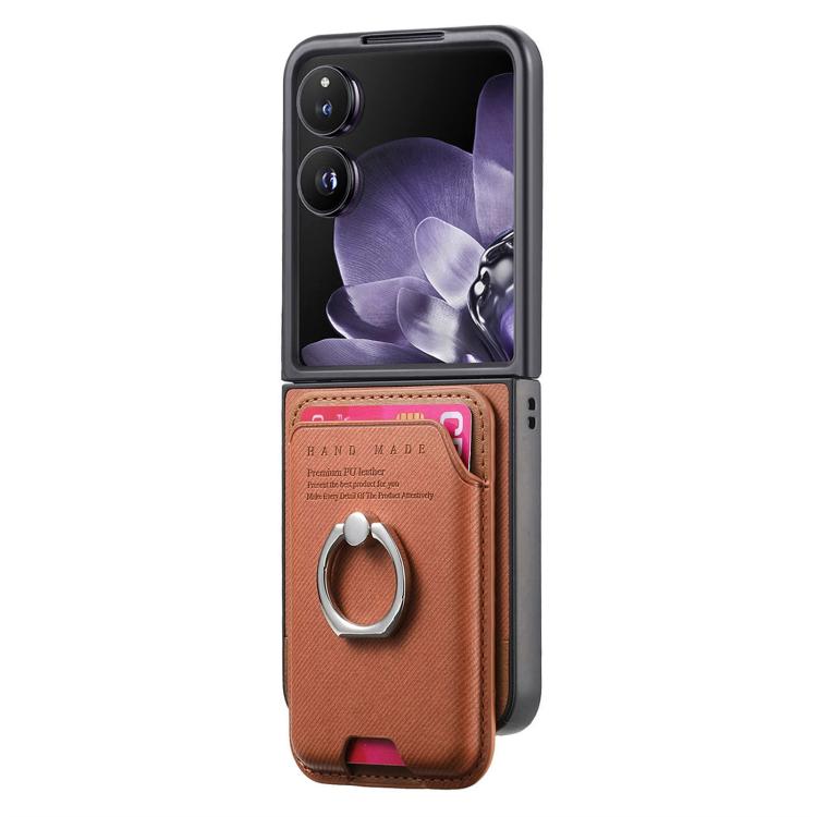 For Xiaomi Mix Flip Twill Fabric Card Bag Ring Magnetic Back Phone Case