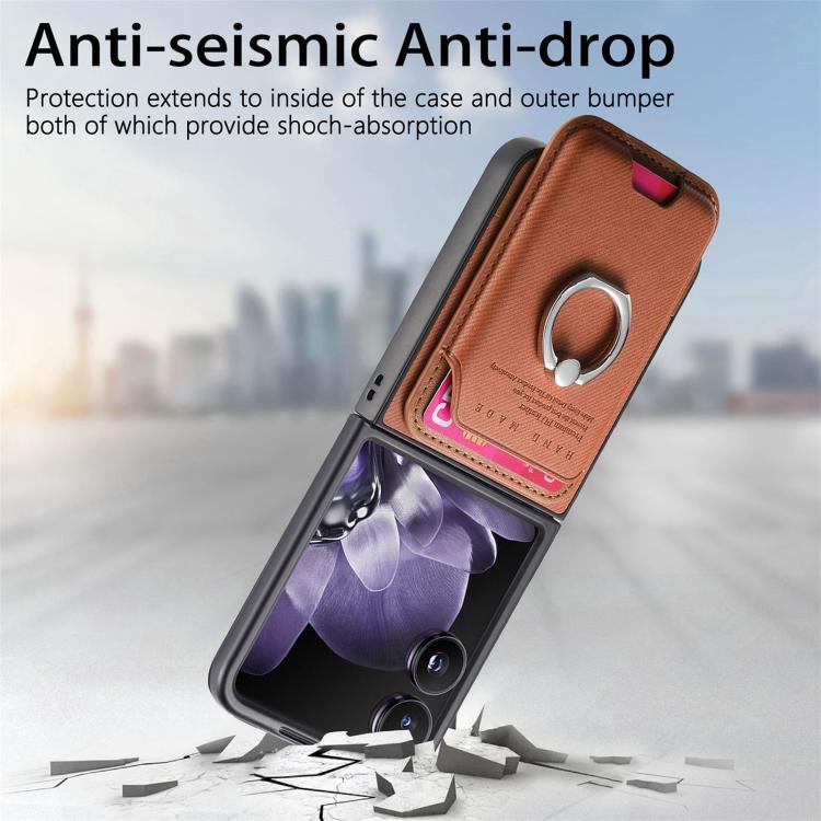 For Xiaomi Mix Flip Twill Fabric Card Bag Ring Magnetic Back Phone Case