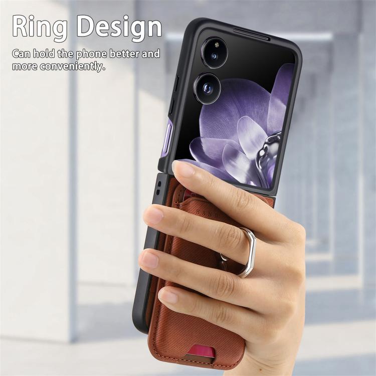 For Xiaomi Mix Flip Twill Fabric Card Bag Ring Magnetic Back Phone Case