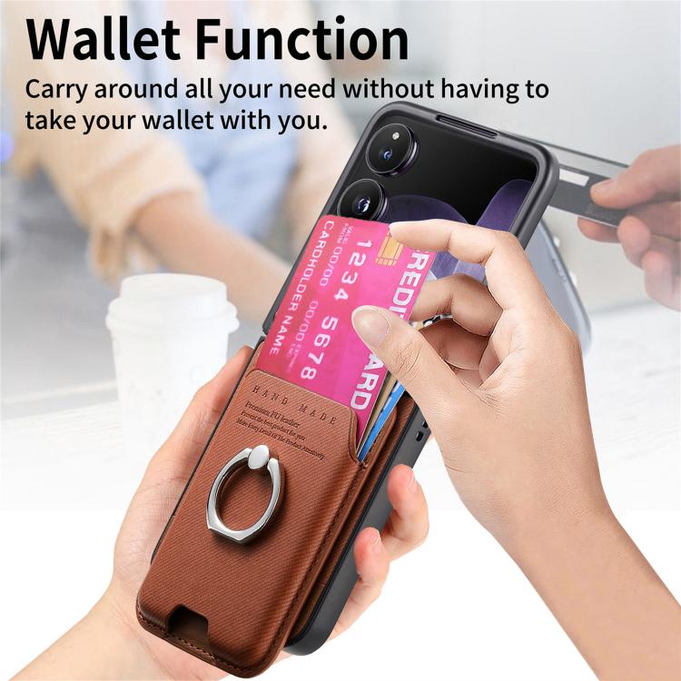 For Xiaomi Mix Flip Twill Fabric Card Bag Ring Magnetic Back Phone Case