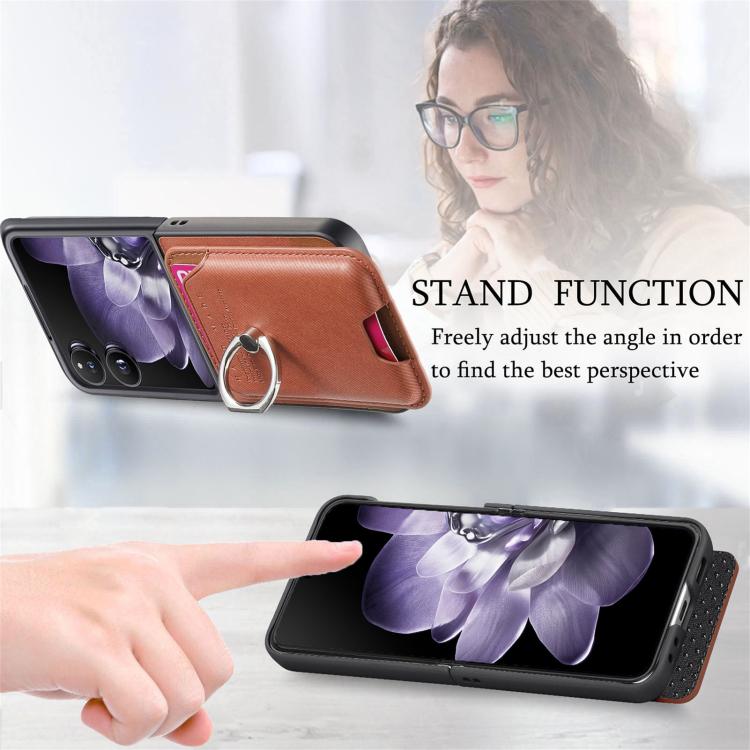For Xiaomi Mix Flip Twill Fabric Card Bag Ring Magnetic Back Phone Case