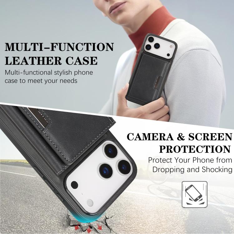 For iPhone 17 Pro Max Kalebol Strong Magnetic MagSafe Tri-Fold Wallet Leather Phone Case