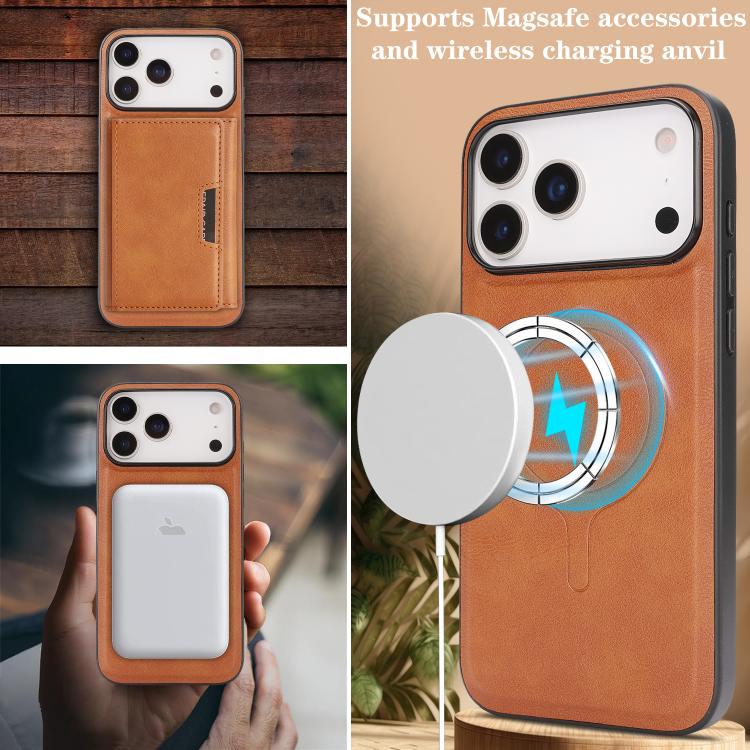 For iPhone 17 Pro Max Kalebol Strong Magnetic MagSafe Tri-Fold Wallet Leather Phone Case