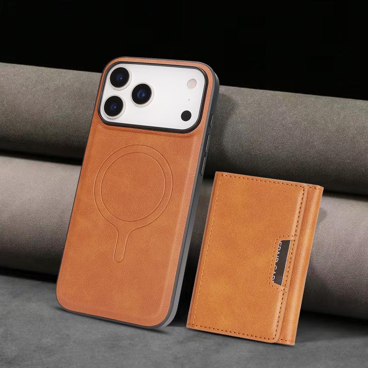 For iPhone 17 Pro Max Kalebol Strong Magnetic MagSafe Tri-Fold Wallet Leather Phone Case
