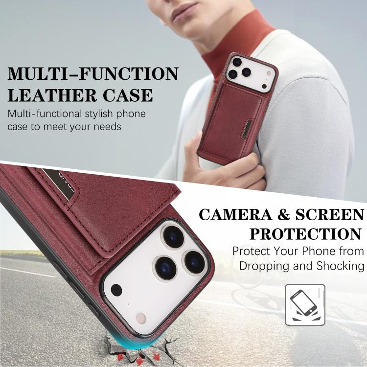 For iPhone 17 Pro Max Kalebol Strong Magnetic MagSafe Tri-Fold Wallet Leather Phone Case