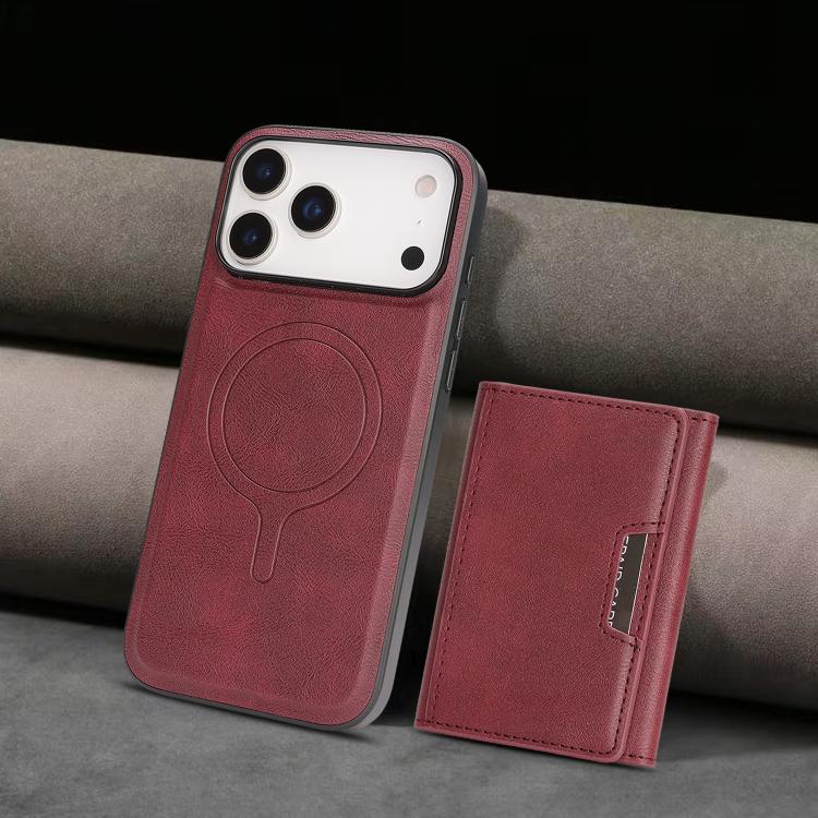 For iPhone 17 Pro Max Kalebol Strong Magnetic MagSafe Tri-Fold Wallet Leather Phone Case