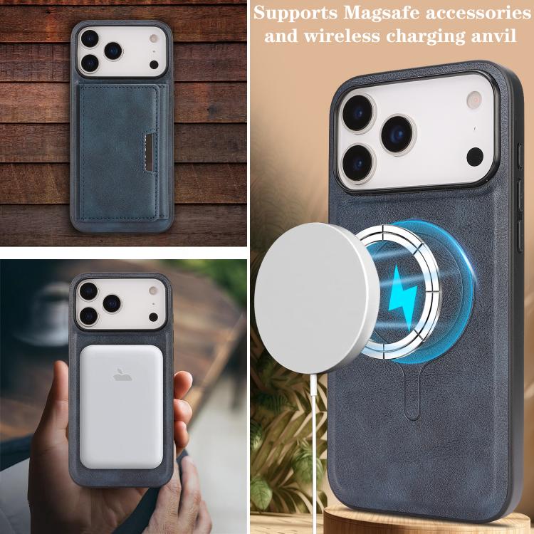 For iPhone 17 Pro Max Kalebol Strong Magnetic MagSafe Tri-Fold Wallet Leather Phone Case