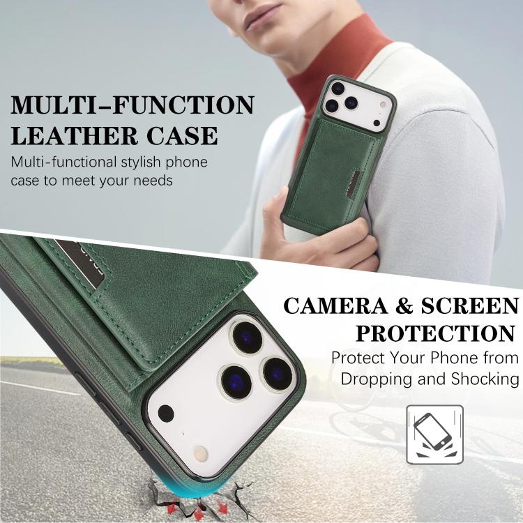 For iPhone 17 Pro Max Kalebol Strong Magnetic MagSafe Tri-Fold Wallet Leather Phone Case