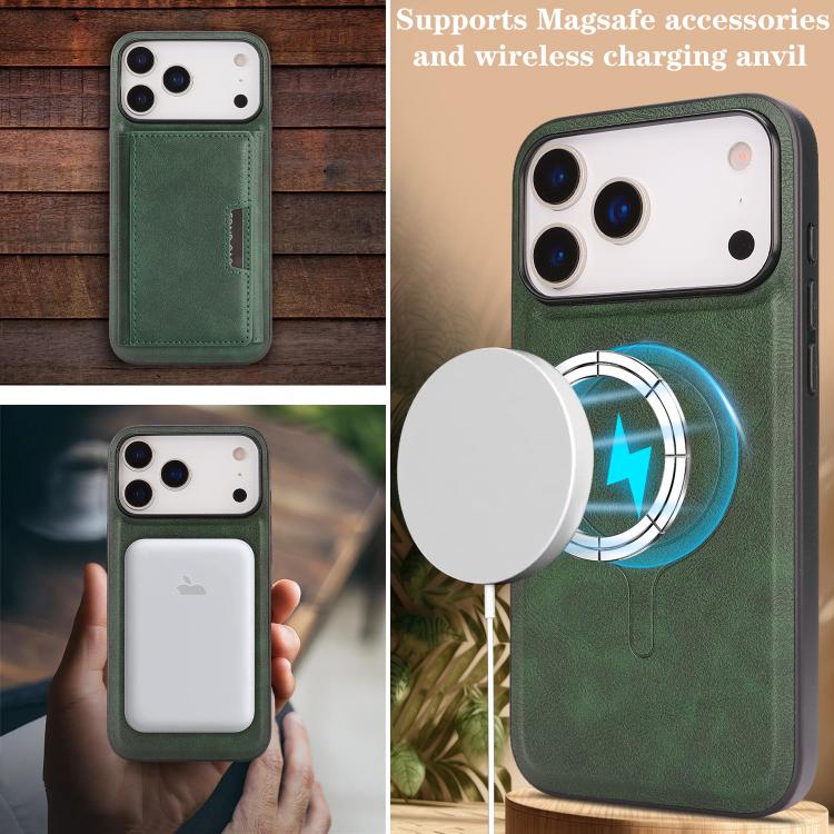 For iPhone 17 Pro Max Kalebol Strong Magnetic MagSafe Tri-Fold Wallet Leather Phone Case