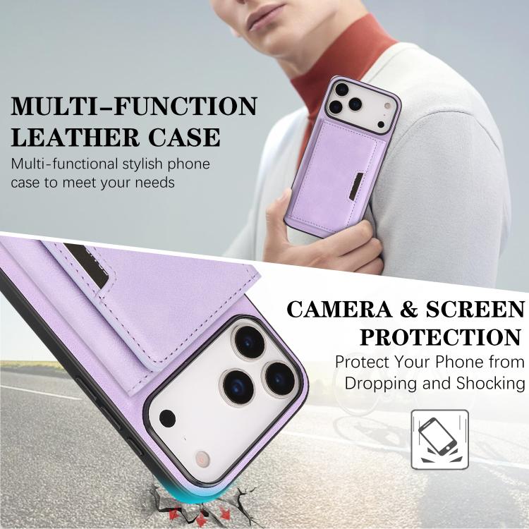 For iPhone 17 Pro Max Kalebol Strong Magnetic MagSafe Tri-Fold Wallet Leather Phone Case