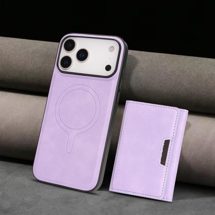 For iPhone 17 Pro Max Kalebol Strong Magnetic MagSafe Tri-Fold Wallet Leather Phone Case