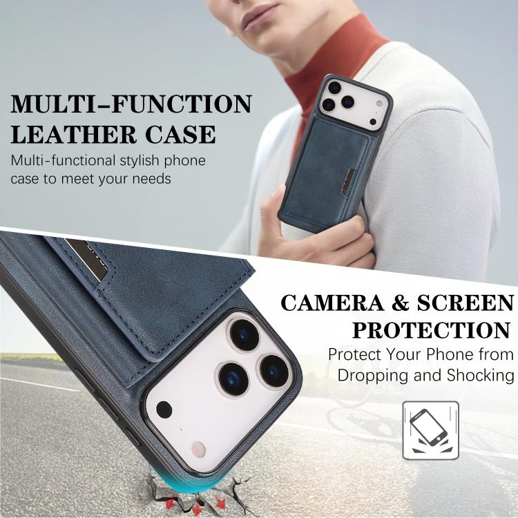 For iPhone 17 Pro Kalebol Strong Magnetic MagSafe Tri-Fold Wallet Leather Phone Case