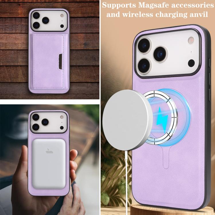 For iPhone 17 Pro Kalebol Strong Magnetic MagSafe Tri-Fold Wallet Leather Phone Case
