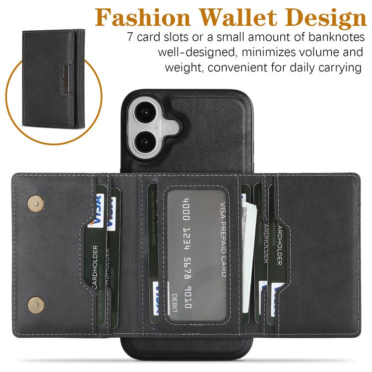For iPhone 17 Kalebol Strong Magnetic MagSafe Tri-Fold Wallet Leather Phone Case