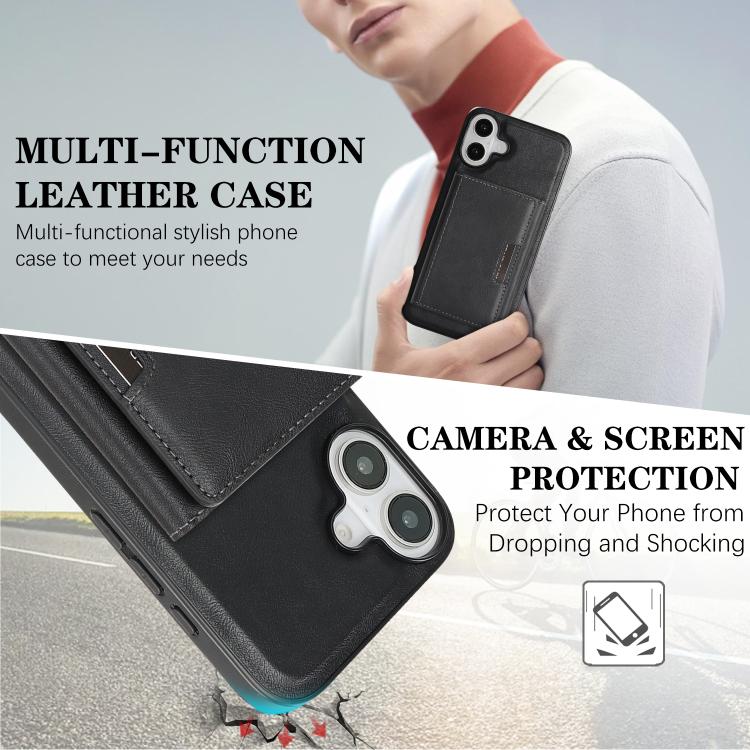 For iPhone 17 Kalebol Strong Magnetic MagSafe Tri-Fold Wallet Leather Phone Case