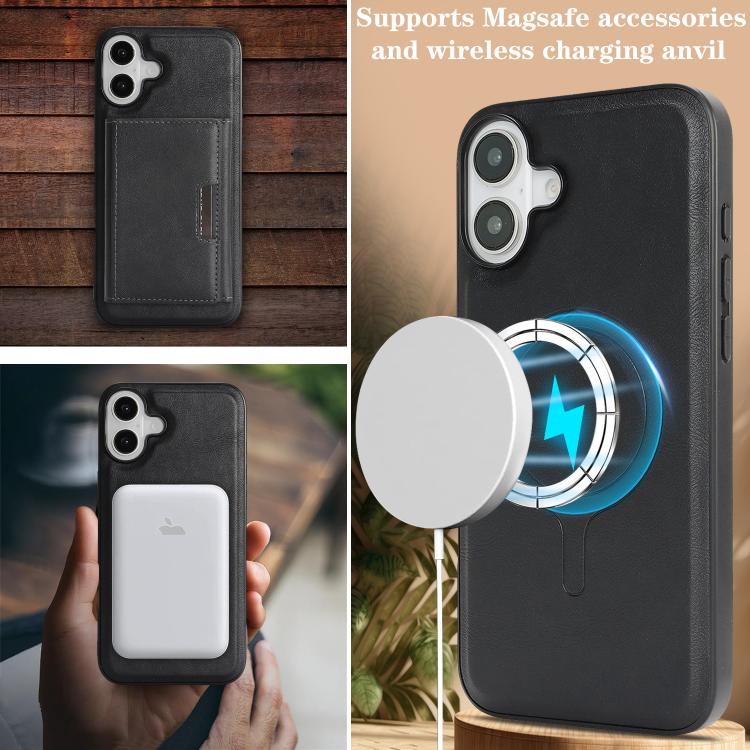 For iPhone 17 Kalebol Strong Magnetic MagSafe Tri-Fold Wallet Leather Phone Case