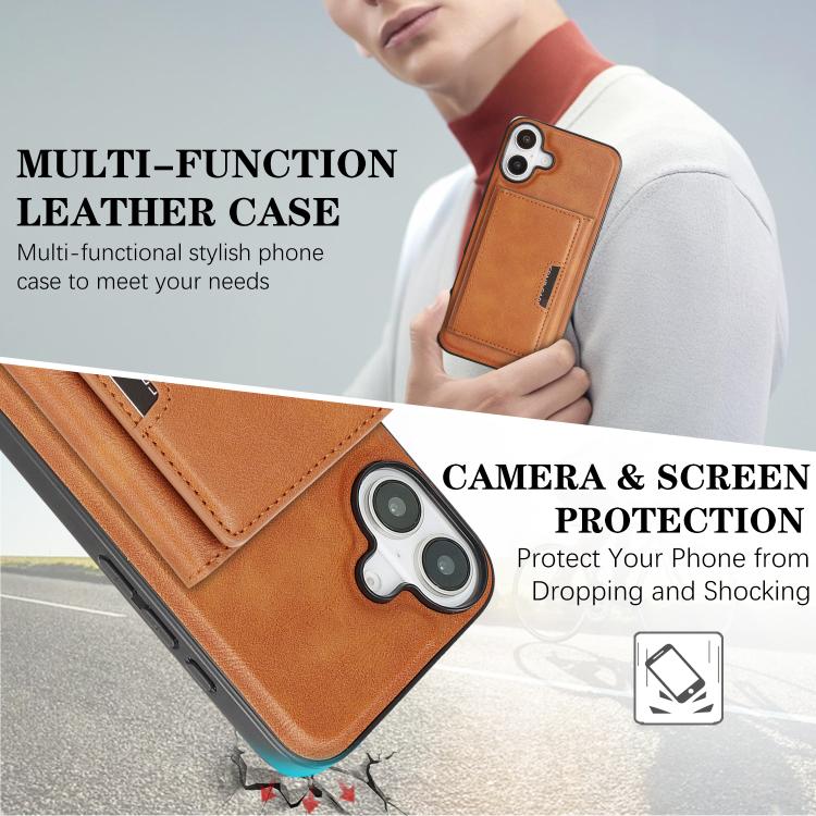 For iPhone 17 Kalebol Strong Magnetic MagSafe Tri-Fold Wallet Leather Phone Case