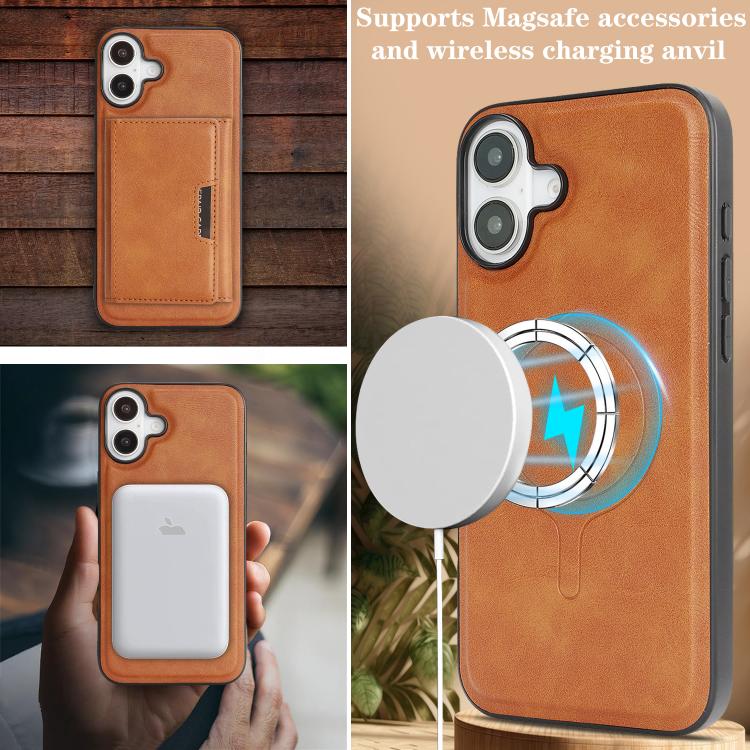 For iPhone 17 Kalebol Strong Magnetic MagSafe Tri-Fold Wallet Leather Phone Case