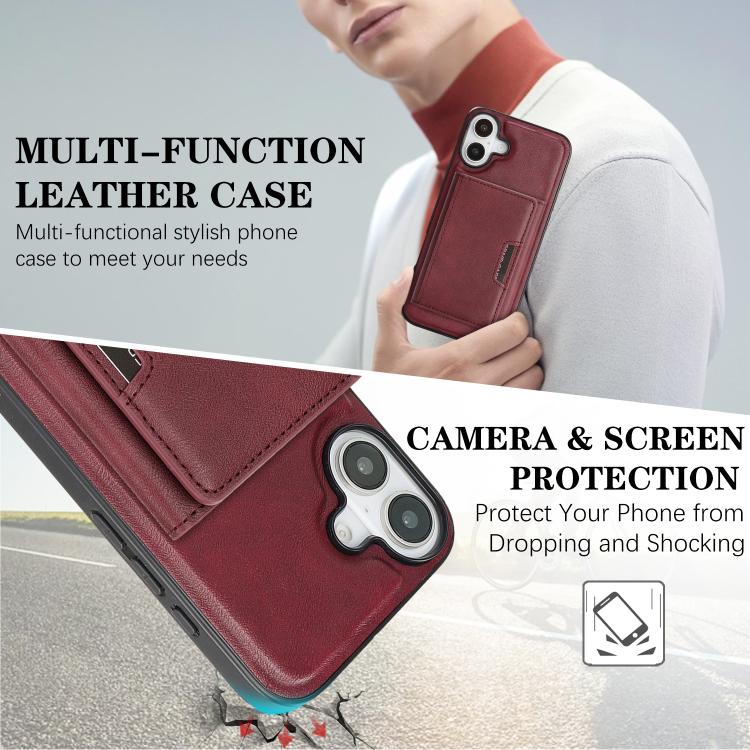 For iPhone 17 Kalebol Strong Magnetic MagSafe Tri-Fold Wallet Leather Phone Case